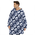 Shibori Motif Pattern Print Hoodie Blanket