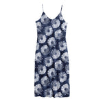 Shibori Motif Pattern Print Jersey Midi Cami Dress