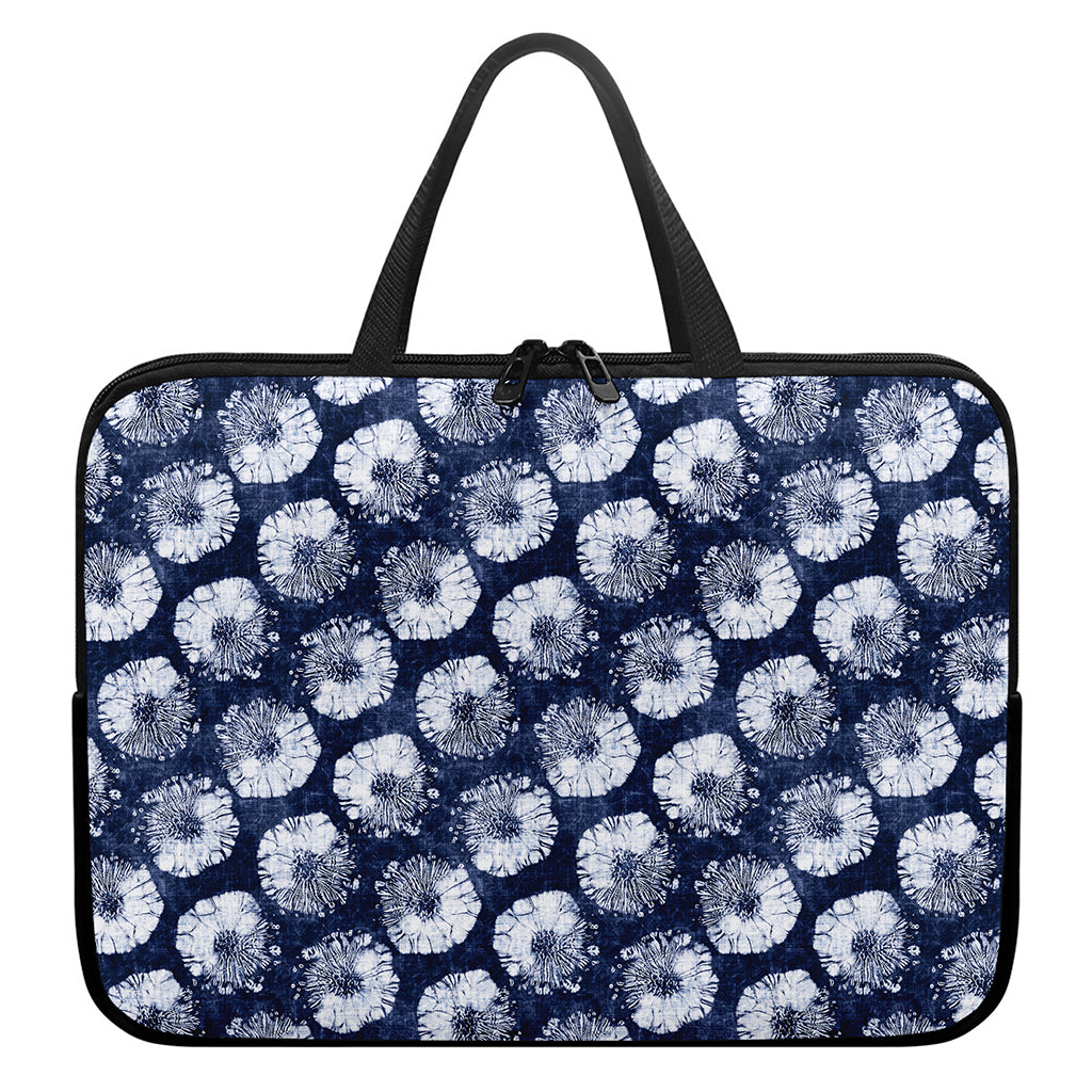 Shibori Motif Pattern Print Laptop Sleeve With Handle
