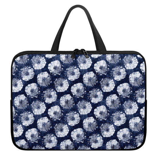 Shibori Motif Pattern Print Laptop Sleeve With Handle