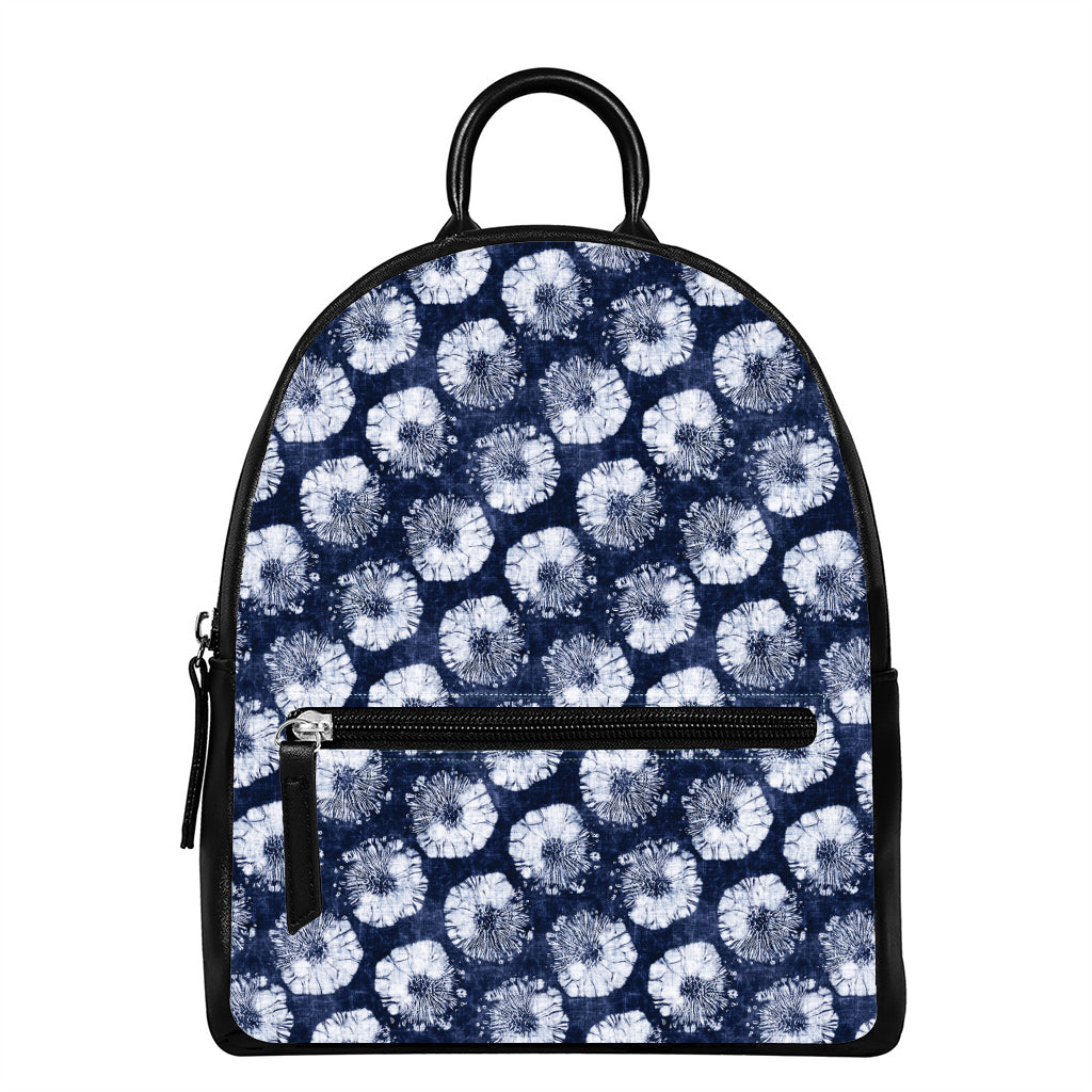 Shibori Motif Pattern Print Leather Backpack