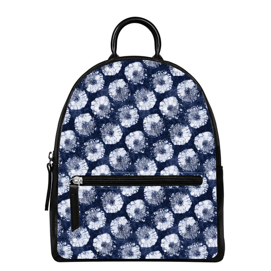Shibori Motif Pattern Print Leather Backpack