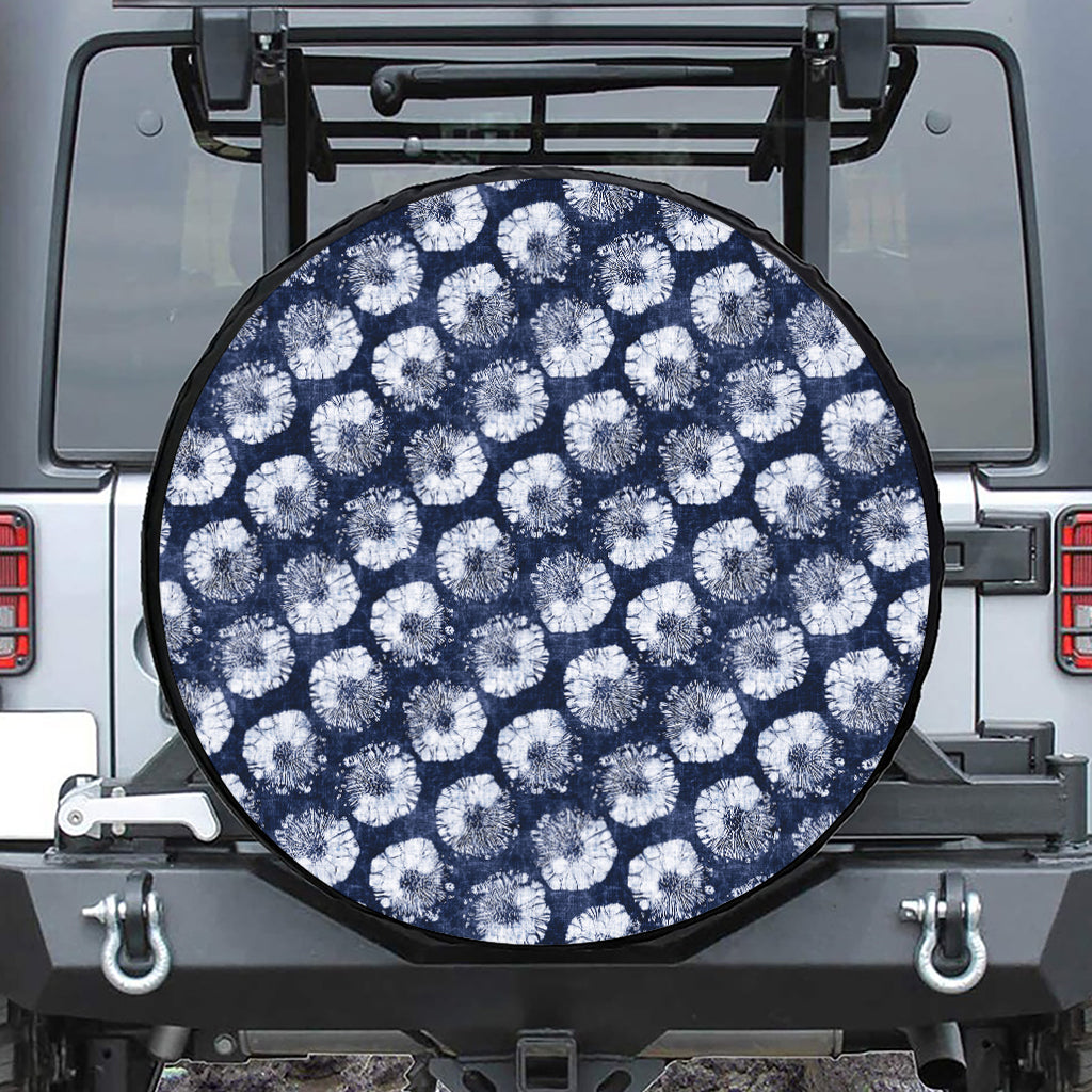 Shibori Motif Pattern Print Leather Spare Tire Cover