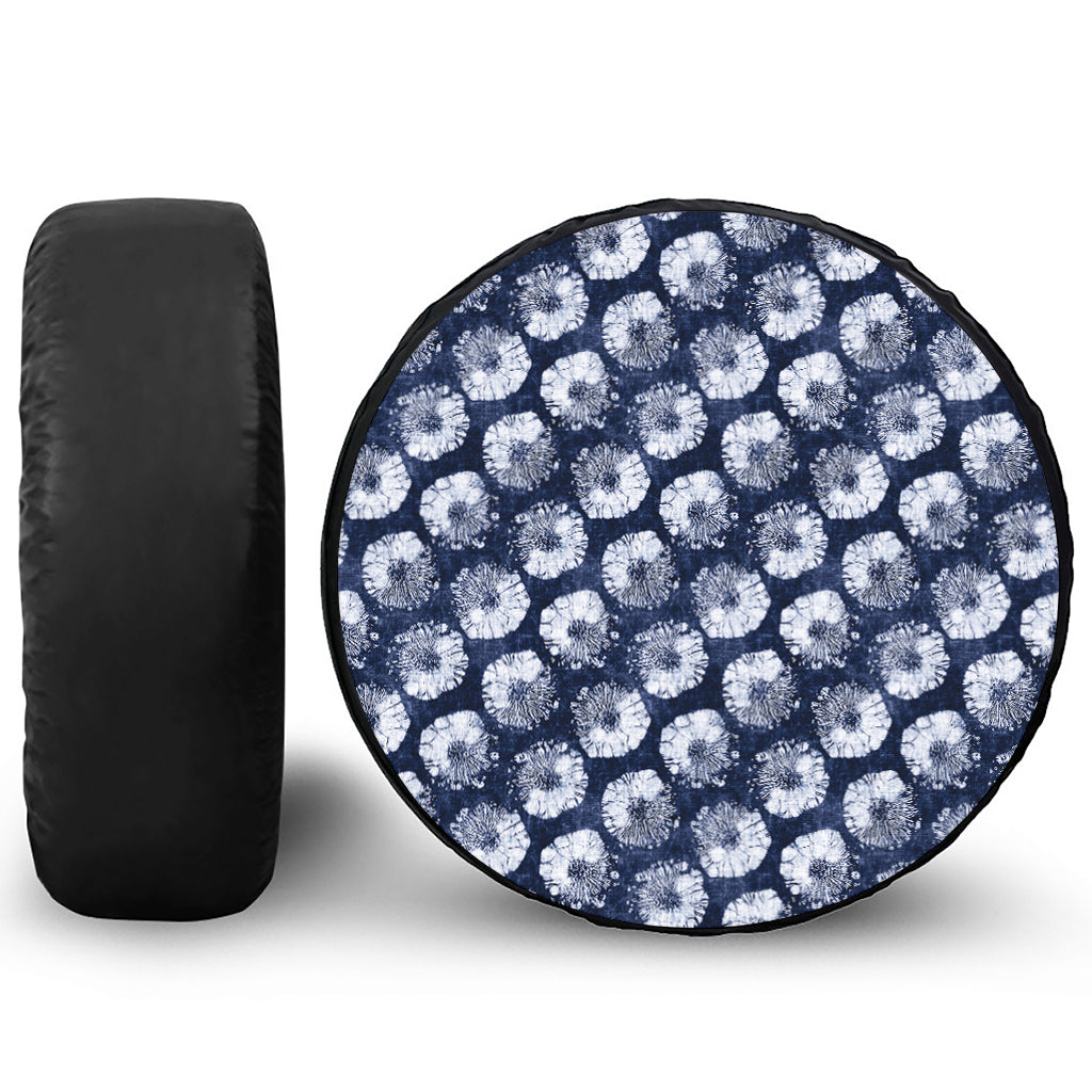 Shibori Motif Pattern Print Leather Spare Tire Cover