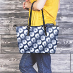 Shibori Motif Pattern Print Leather Tote Bag