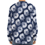 Shibori Motif Pattern Print Long Sleeve Baseball Jersey