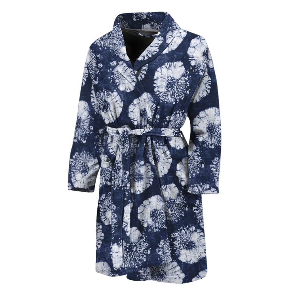 Shibori Motif Pattern Print Men's Bathrobe