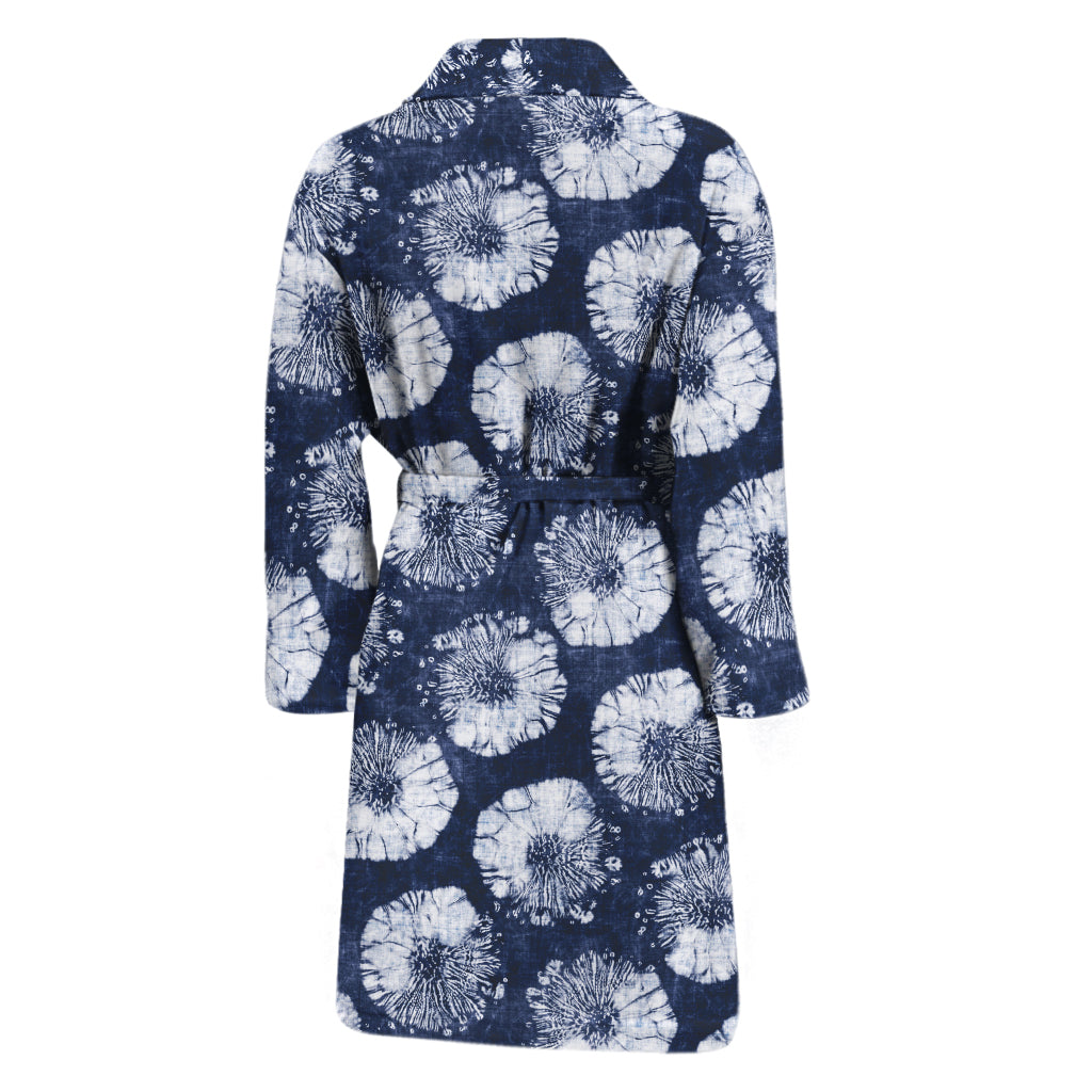 Shibori Motif Pattern Print Men's Bathrobe