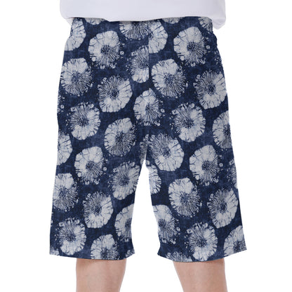 Shibori Motif Pattern Print Men's Beach Shorts