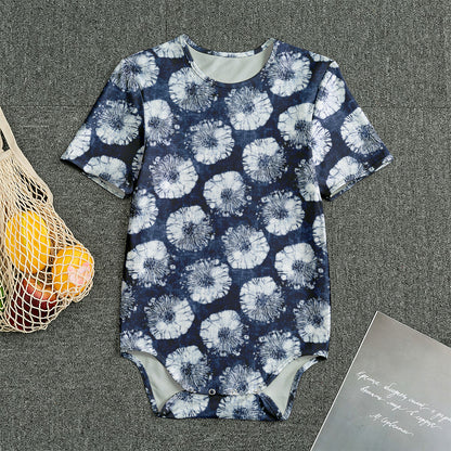 Shibori Motif Pattern Print Men's Bodysuit