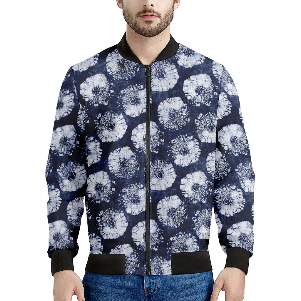 Shibori Motif Pattern Print Men's Bomber Jacket