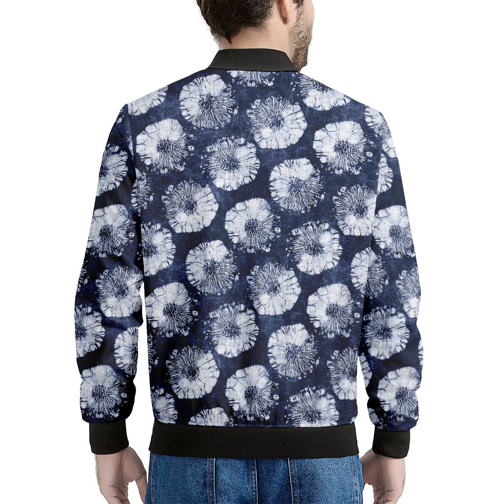 Shibori Motif Pattern Print Men's Bomber Jacket