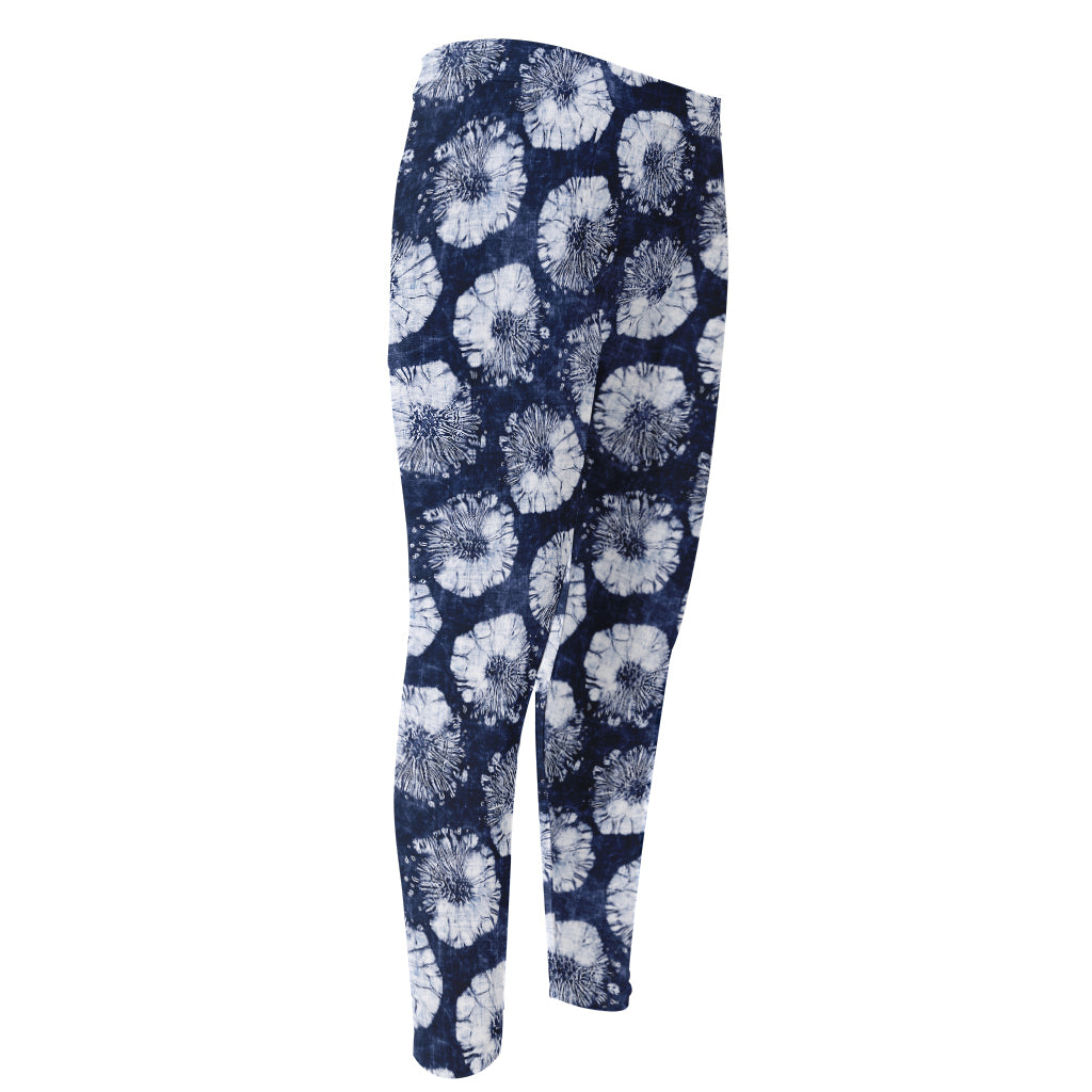 Shibori Motif Pattern Print Men's Compression Pants