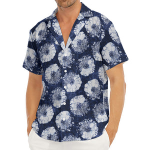 Shibori Motif Pattern Print Men's Deep V-Neck Shirt