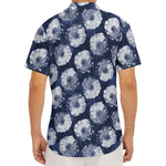 Shibori Motif Pattern Print Men's Deep V-Neck Shirt