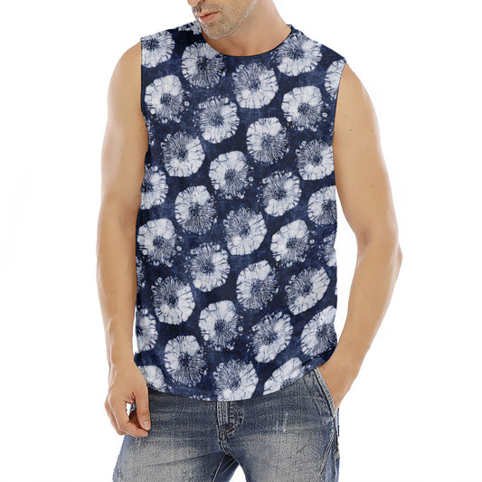 Shibori Motif Pattern Print Men's Fitness Tank Top