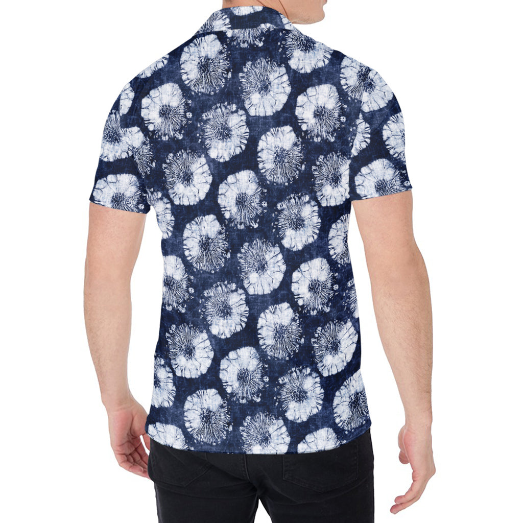 Shibori Motif Pattern Print Men's Shirt