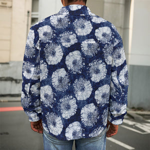 Shibori Motif Pattern Print Men's Shirt Jacket