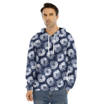 Shibori Motif Pattern Print Men's Velvet Pullover Hoodie