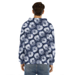 Shibori Motif Pattern Print Men's Velvet Pullover Hoodie