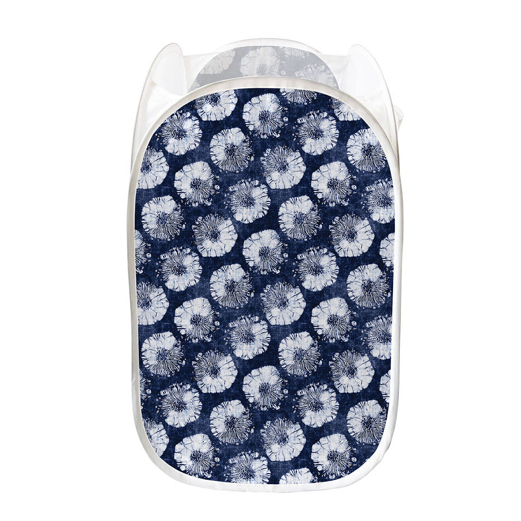 Shibori Motif Pattern Print Mesh Laundry Hamper