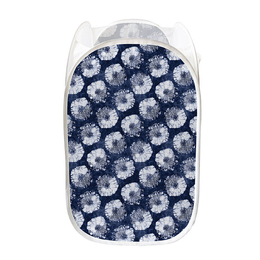 Shibori Motif Pattern Print Mesh Laundry Hamper