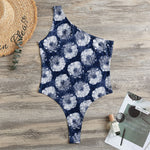 Shibori Motif Pattern Print One Shoulder Bodysuit