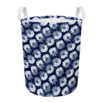 Shibori Motif Pattern Print Round Laundry Basket