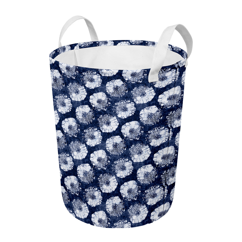 Shibori Motif Pattern Print Round Laundry Basket