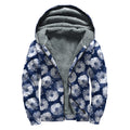 Shibori Motif Pattern Print Sherpa Lined Zip Up Hoodie