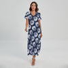 Shibori Motif Pattern Print Short Sleeve Maxi Dress