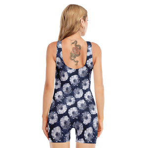 Shibori Motif Pattern Print Sleeveless One Piece Swimsuit