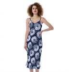 Shibori Motif Pattern Print Slim Fit Midi Cami Dress