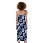 Shibori Motif Pattern Print Slim Fit Midi Cami Dress