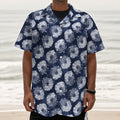Shibori Motif Pattern Print Textured Short Sleeve Shirt