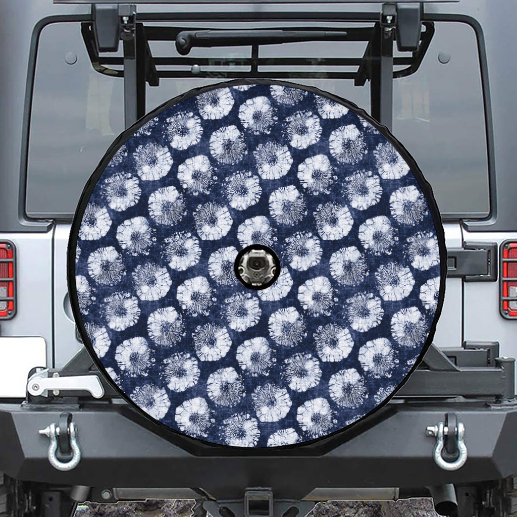 Shibori Motif Pattern Print Tire Cover With Camera Hole