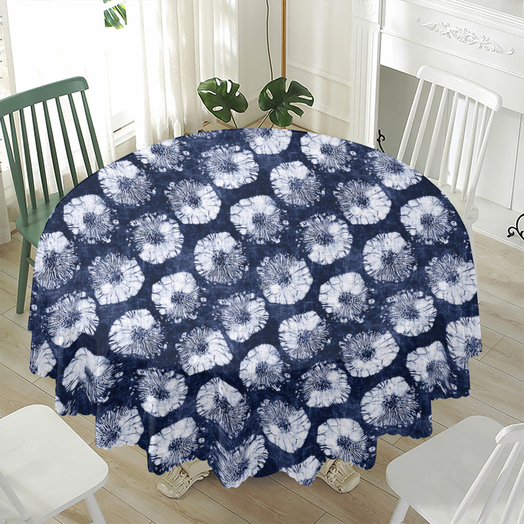 Shibori Motif Pattern Print Waterproof Round Tablecloth