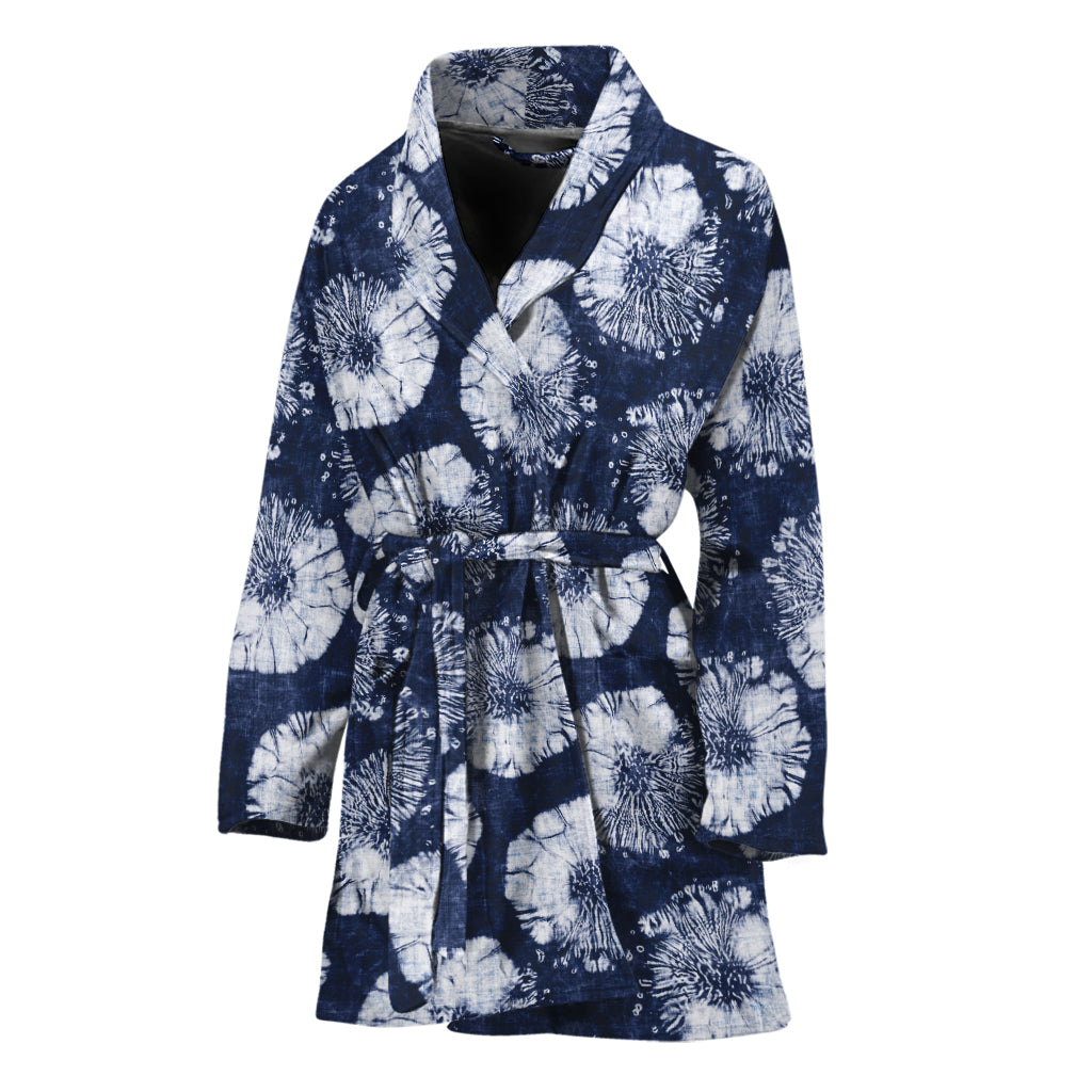 Shibori Motif Pattern Print Women's Bathrobe