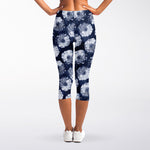 Shibori Motif Pattern Print Women's Capri Leggings