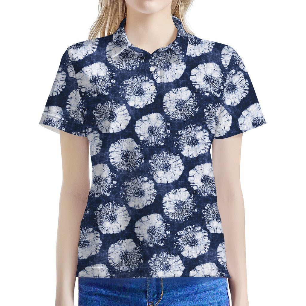 Shibori Motif Pattern Print Women's Polo Shirt