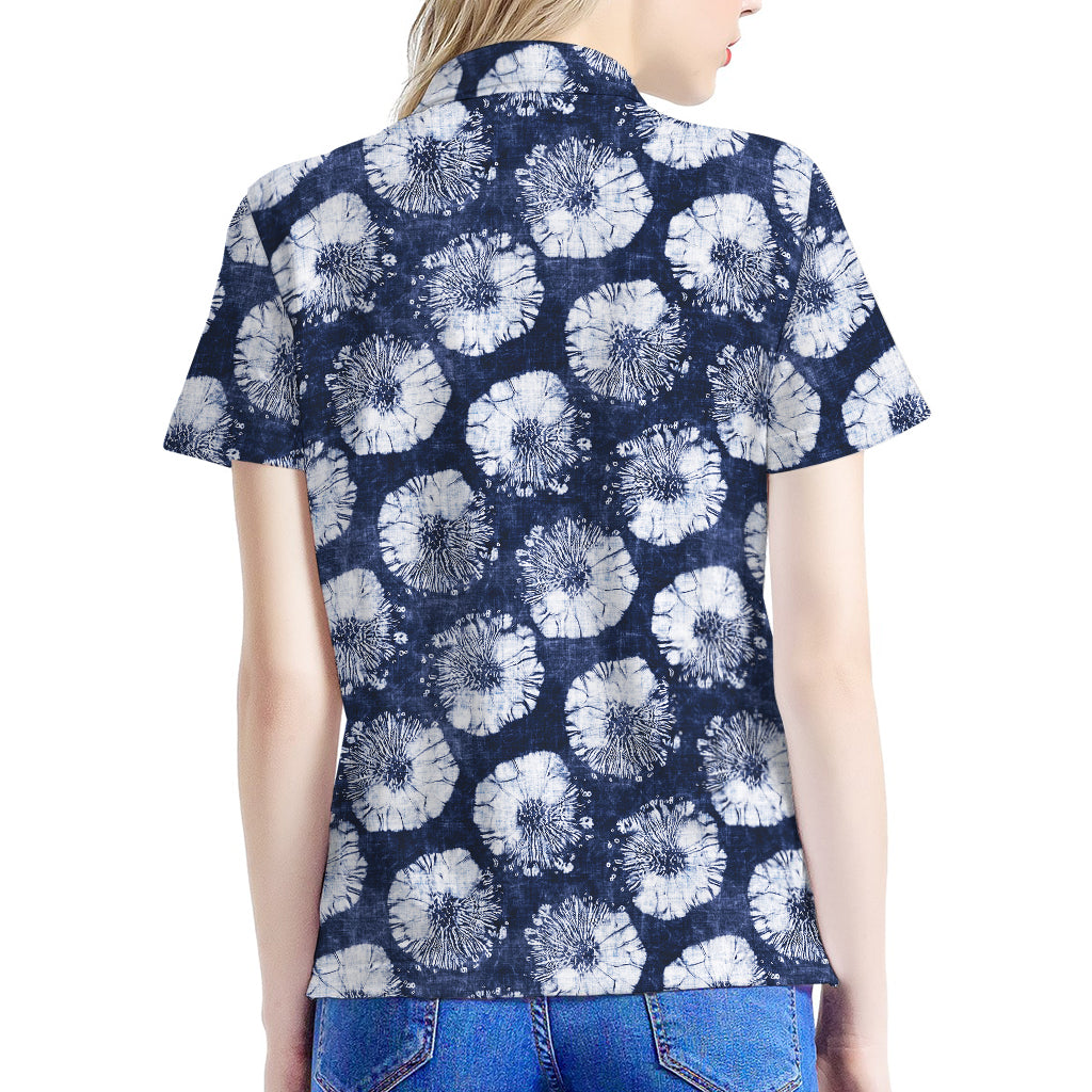 Shibori Motif Pattern Print Women's Polo Shirt