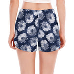 Shibori Motif Pattern Print Women's Split Running Shorts