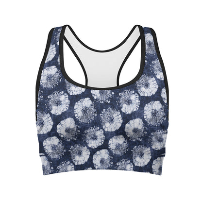 Shibori Motif Pattern Print Women's Sports Bra