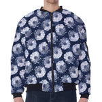 Shibori Motif Pattern Print Zip Sleeve Bomber Jacket