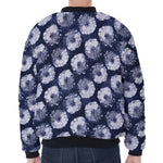 Shibori Motif Pattern Print Zip Sleeve Bomber Jacket