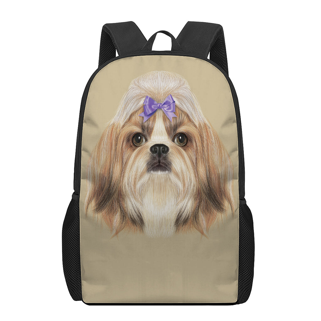 Shih Tzu Portrait Print 17 Inch Backpack