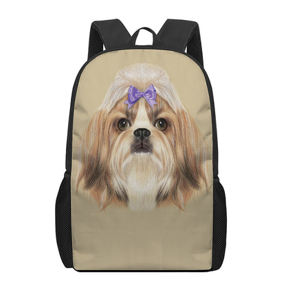 Shih Tzu Portrait Print 17 Inch Backpack