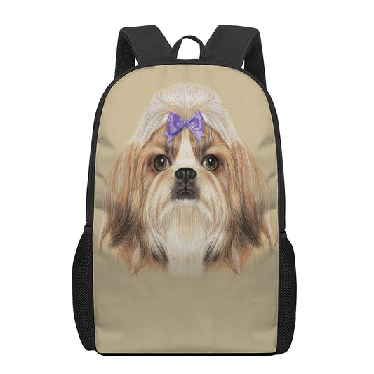 Shih Tzu Portrait Print 17 Inch Backpack