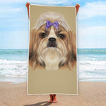 Shih Tzu Portrait Print Beach Towel