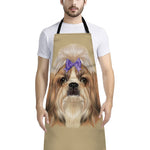 Shih Tzu Portrait Print Bib Apron With Pocket